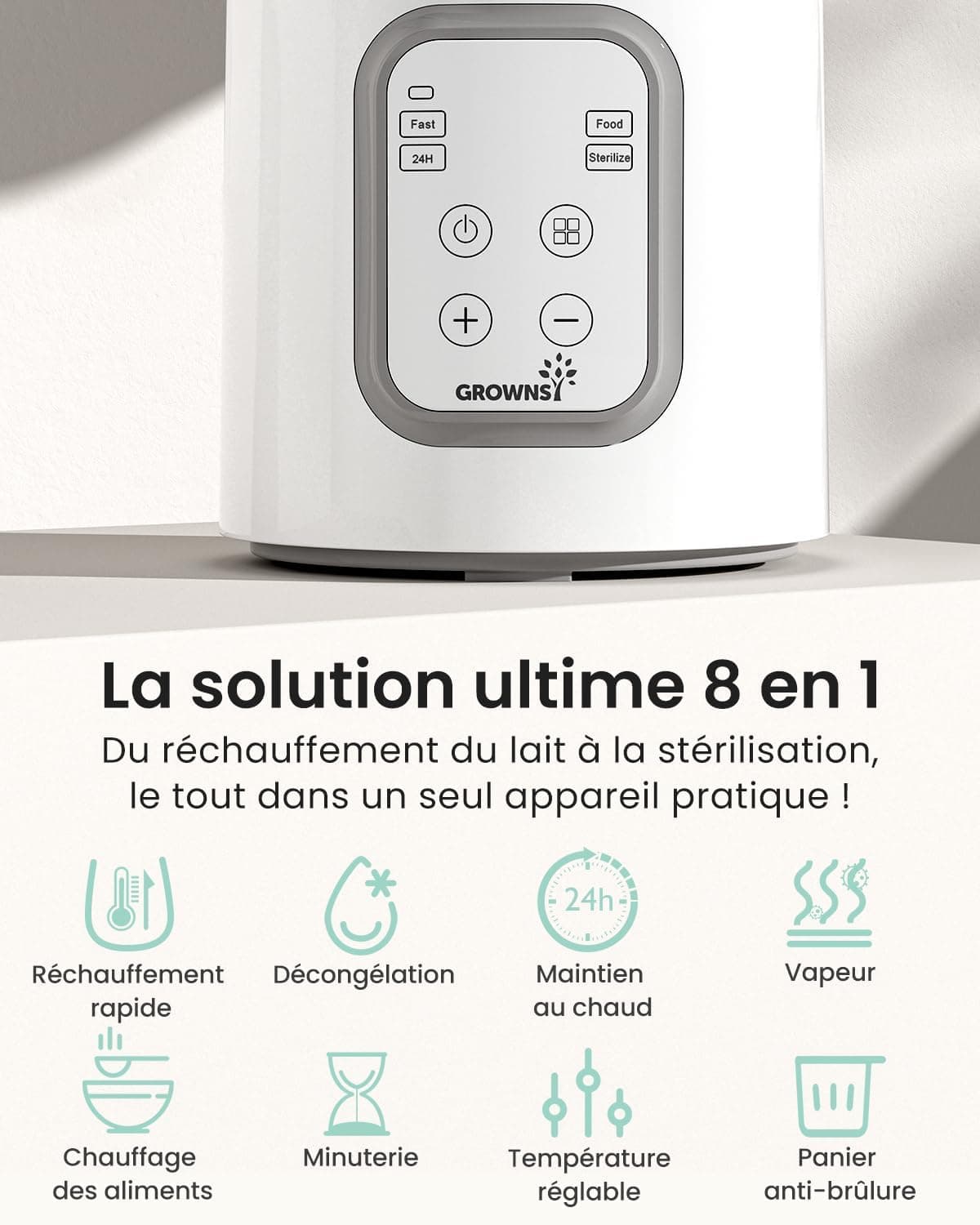 Chauffe-Biberon GROWNSY 8 en 1: Rapide et Sûr