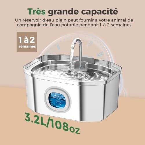 Fontaine à Eau Chat APAUK Inox 3,2 L avec LED
