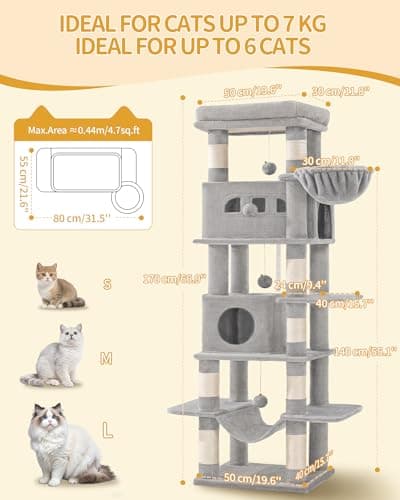 Arbre à chat Hzuaneri 170 cm 8 poteaux sisal