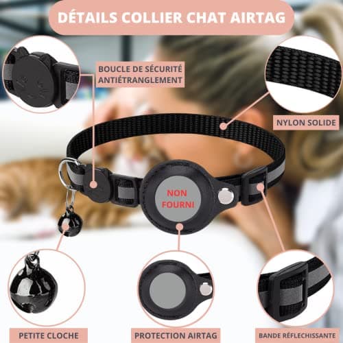 Collier chat Croc-Cat CROC 6 porte-traceur et clochette