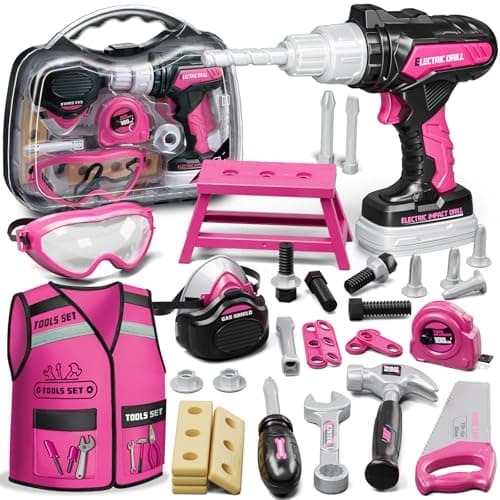 Boîte à outils enfant KidBloom 778-2 rose 40 pièces