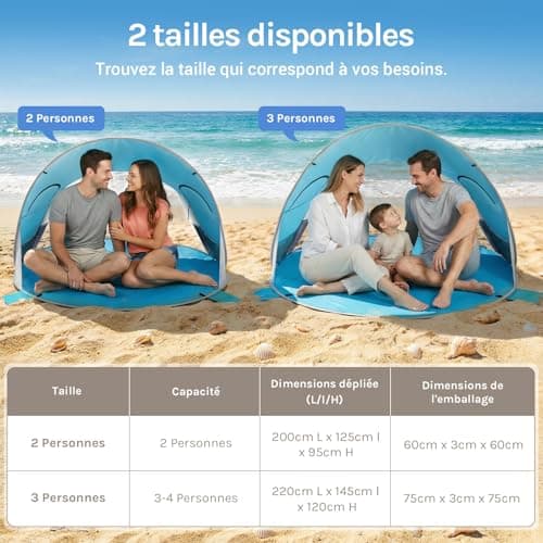 Abri de Plage Wolfwise Pop Up 3-4 Personnes UPF 50+
