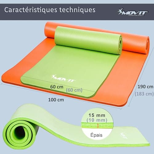 MOVIT Tapis Gym 190x60x1,5cm Noir