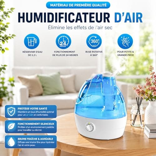 Humidificateur ultrasons PIRABADI 2,2 L silencieux