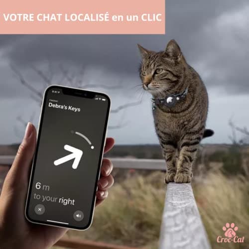 Collier chat Croc-Cat CROC 6 porte-traceur et clochette