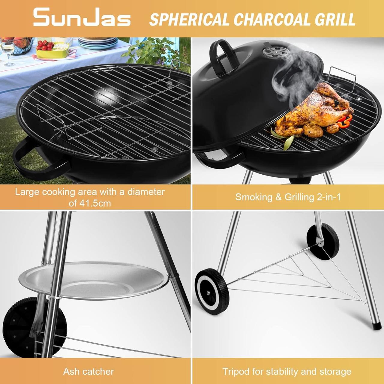 Barbecue Charbon Rond SunJas - BBQ Mobile Portable