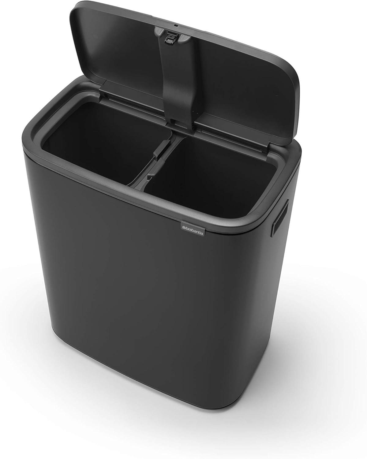 Brabantia Bo Touch Bin - Poubelle 2x30L Noir Mat