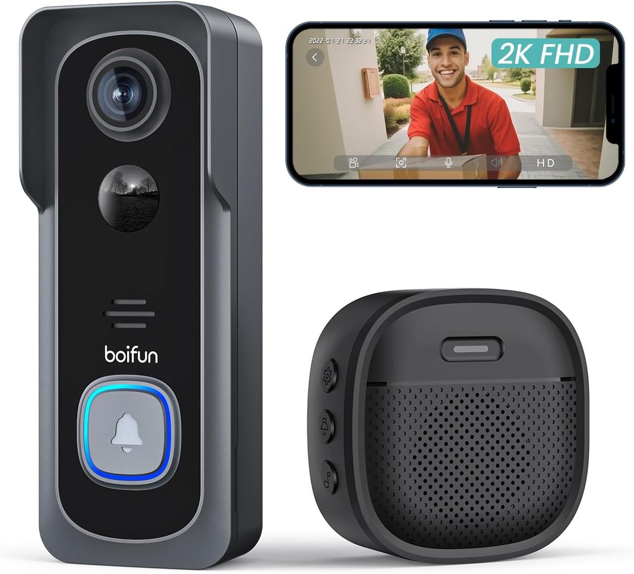 Sonnette Intelligente BOIFUN 2K - Caméra Extérieure sans Fil