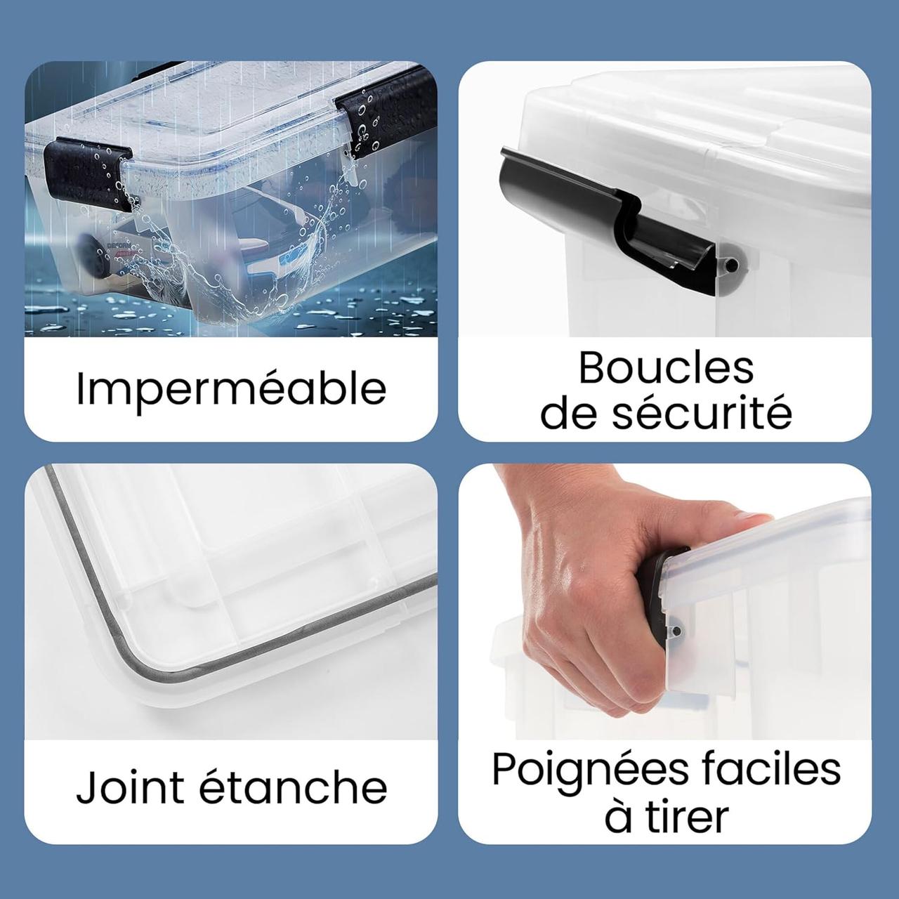 Boîtes de Rangement Hermétiques Iris Ohyama 50L - Lot de 2