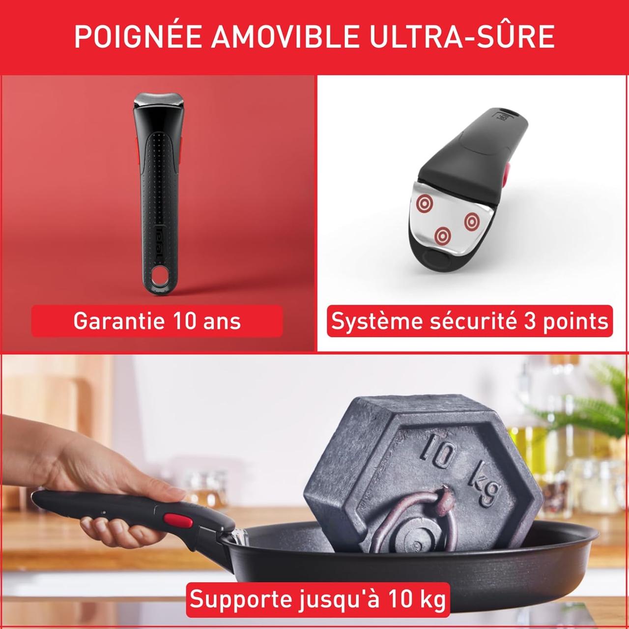 Tefal Ingenio Batterie de cuisine 20 pièces, Poêles, Casseroles, 2 poignées amovibles, Induction, Revêtement antiadhésif, Empilable, Compatible lave-vaisselle, Emotion L897SK04 