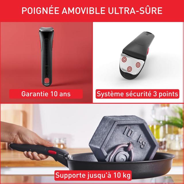 Tefal Ingenio Batterie de cuisine 20 pièces, Poêles, Casseroles, 2 poignées amovibles, Induction, Revêtement antiadhésif, Empilable, Compatible lave-vaisselle, Emotion L897SK04 
