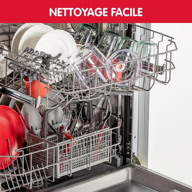 Moulinex Hachoir électrique, 400 ml, 300 W, 4 lames, Fonctions 3-en-1, Emince, Hache, Mixe, Système de pression simple, Moulinette Essential DJ520110