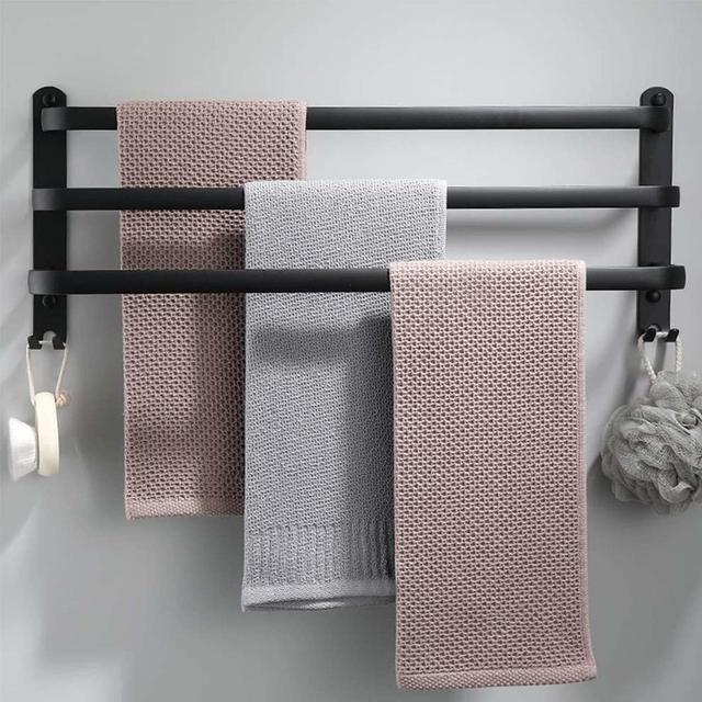 Porte-Serviettes Mural - Salle de Bain - 80cm - Noir Mat