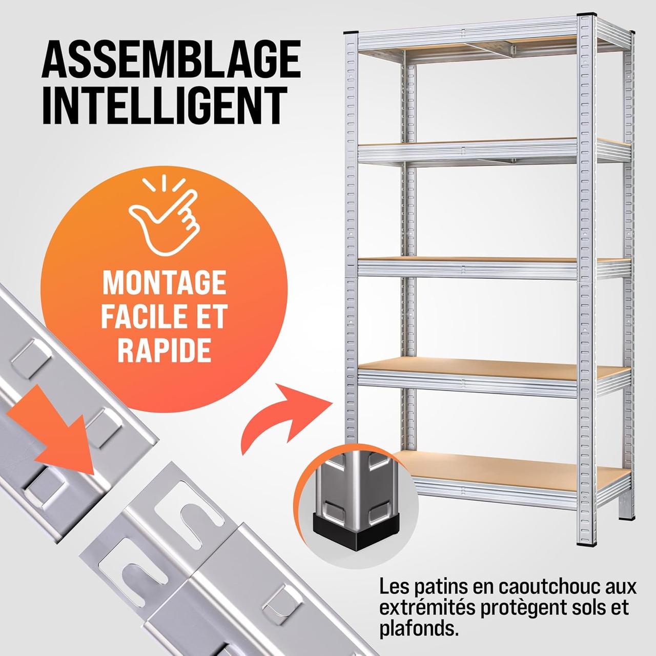 Étagères Métalliques Monzana - Lot de 2 - 875 kg - Rangement Garage & Atelier