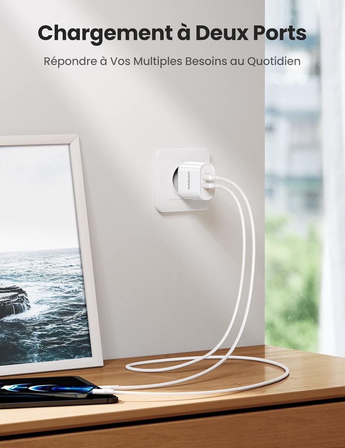 UGREEN Chargeur Secteur USB 2 Ports 3.4A