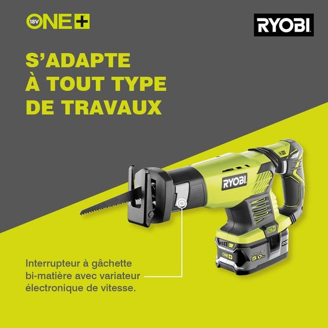 Scie Sabre Ryobi 18V ONE+ - RRS1801M - Coupe Précise et Puissante