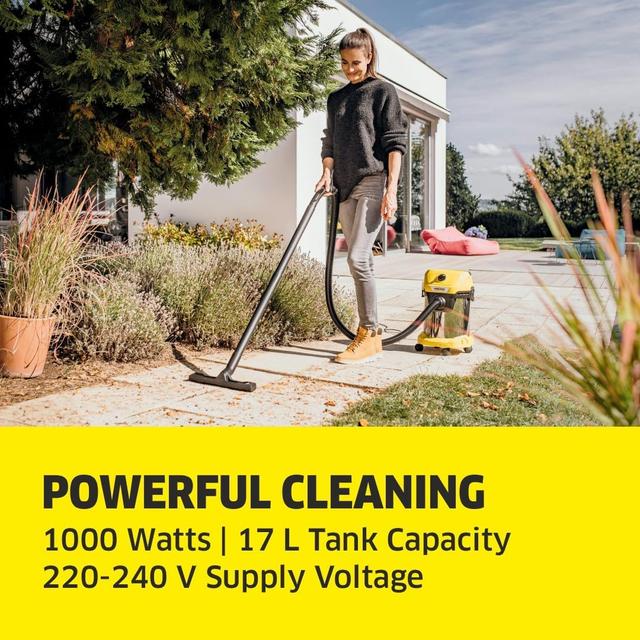 Aspirateur Kärcher WD 3 S - 17L, 1000W, Acier Inox
