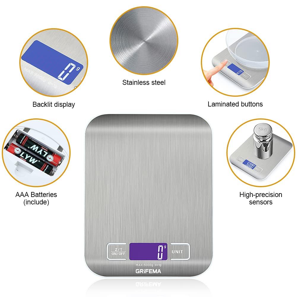 GRIFEMA GA2002 Balance de Cuisine Électronique de Haute Précision 5000g