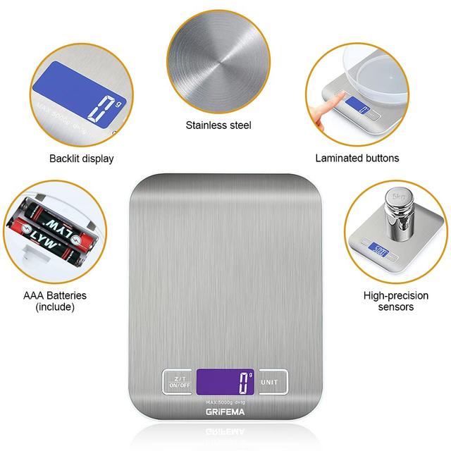 GRIFEMA GA2002 Balance de Cuisine Électronique de Haute Précision 5000g