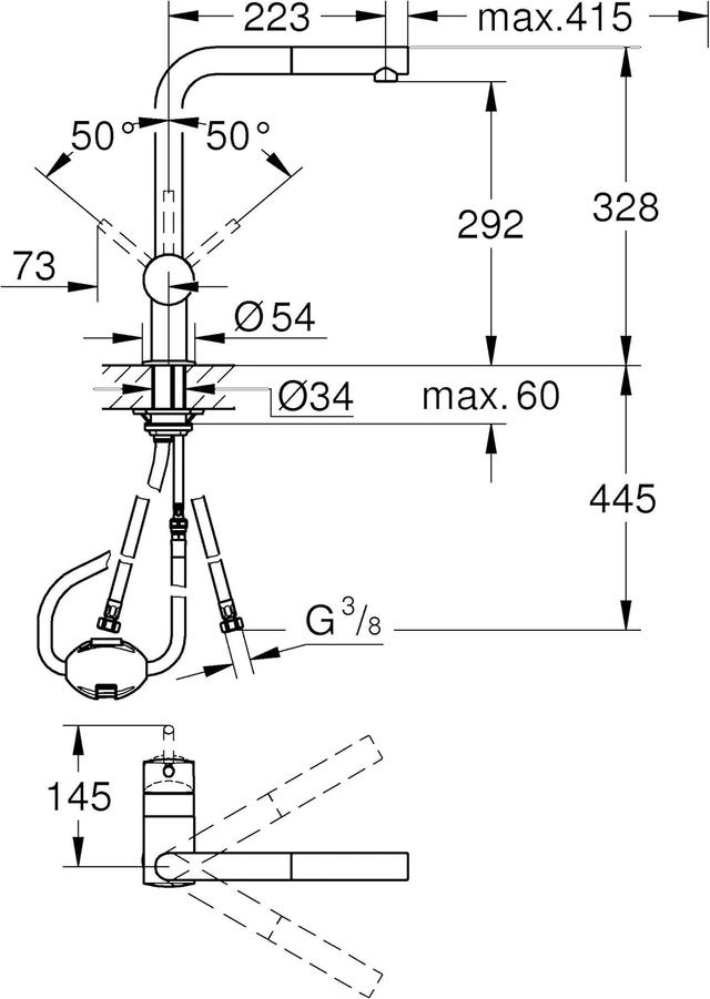 Robinet Cuisine GROHE Minta - Douchette Extensible