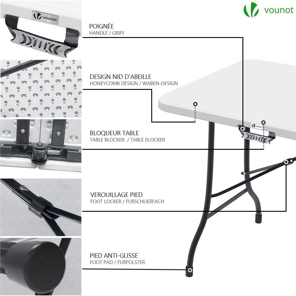 Table Pique-nique Pliante Vounot - 8 Places