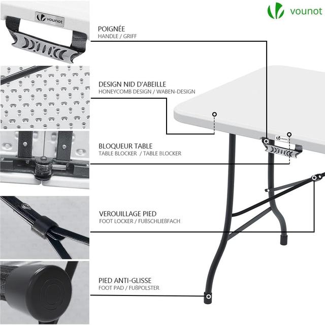 Table Pique-nique Pliante Vounot - 8 Places