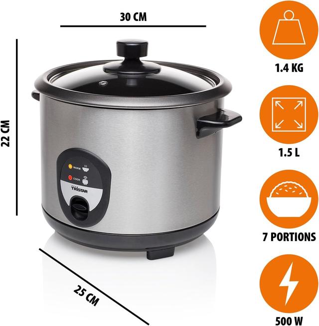 Cuiseur à Riz Tristar RK-6127 - 1,5L, 10 Personnes