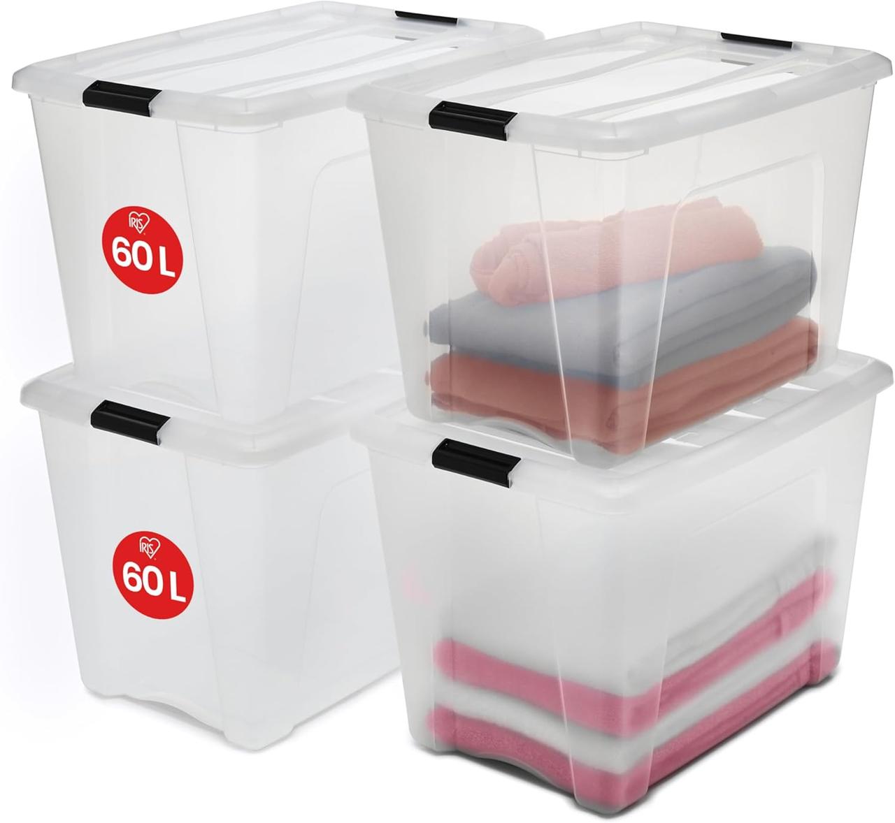 Boîtes de Rangement Iris Ohyama 60L - Lot de 4