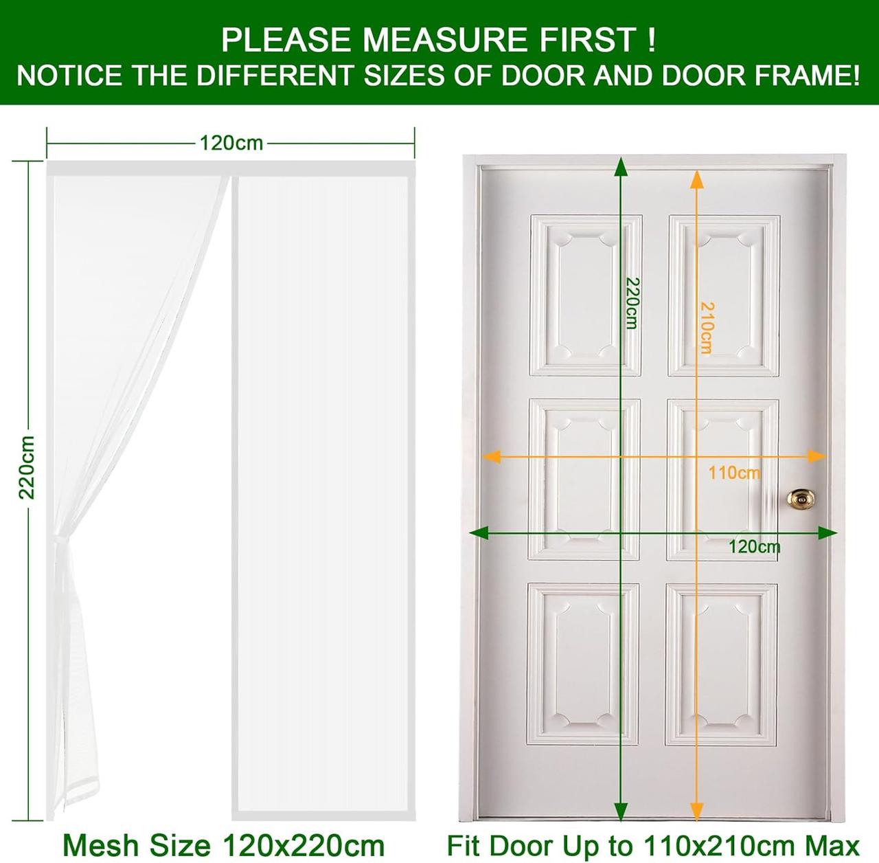 Moustiquaire Magnétique pour Porte - Blanc 120x220cm