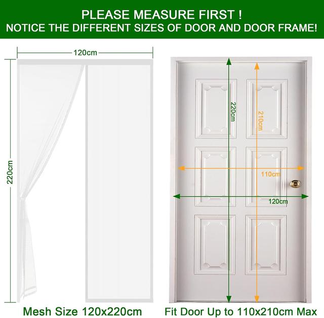 Moustiquaire Magnétique pour Porte - Blanc 120x220cm