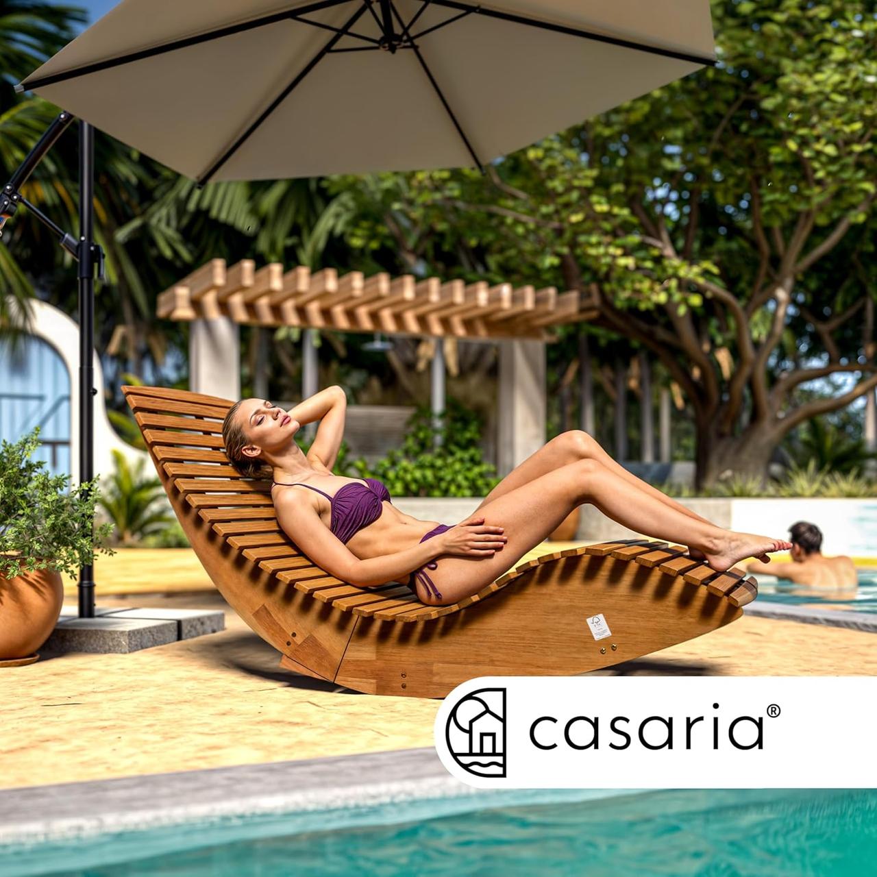 Chaise Longue Casaria - Bain de Soleil Pliable en Bois d'Acacia