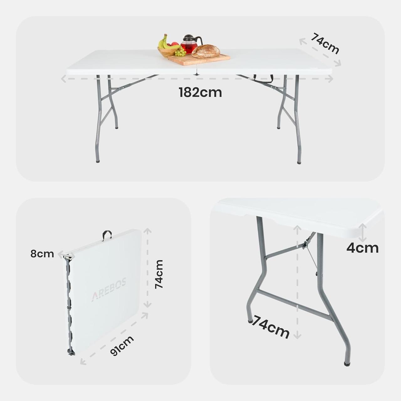 Table de Buffet Pliante AREBOS - 182x74x74cm