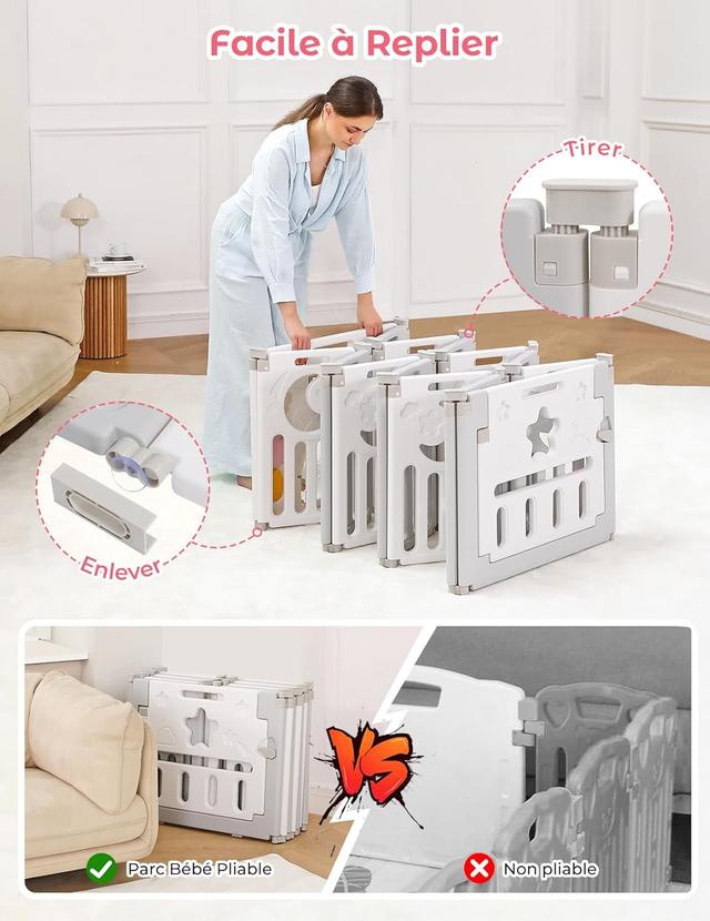 Parc Bébé Dripex Modulable XXL - 150x150cm