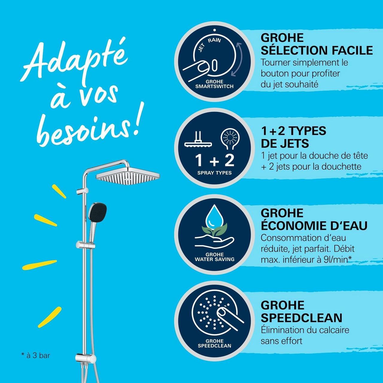 GROHE Vitalio Comfort 250 - Colonne de Douche Economie d'Eau