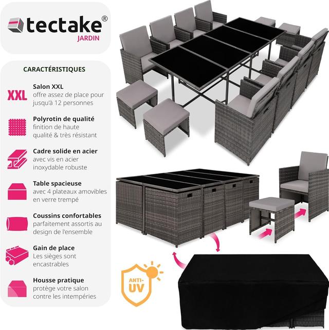TecTake Salon Jardin Résine Tressée 8 Chaises