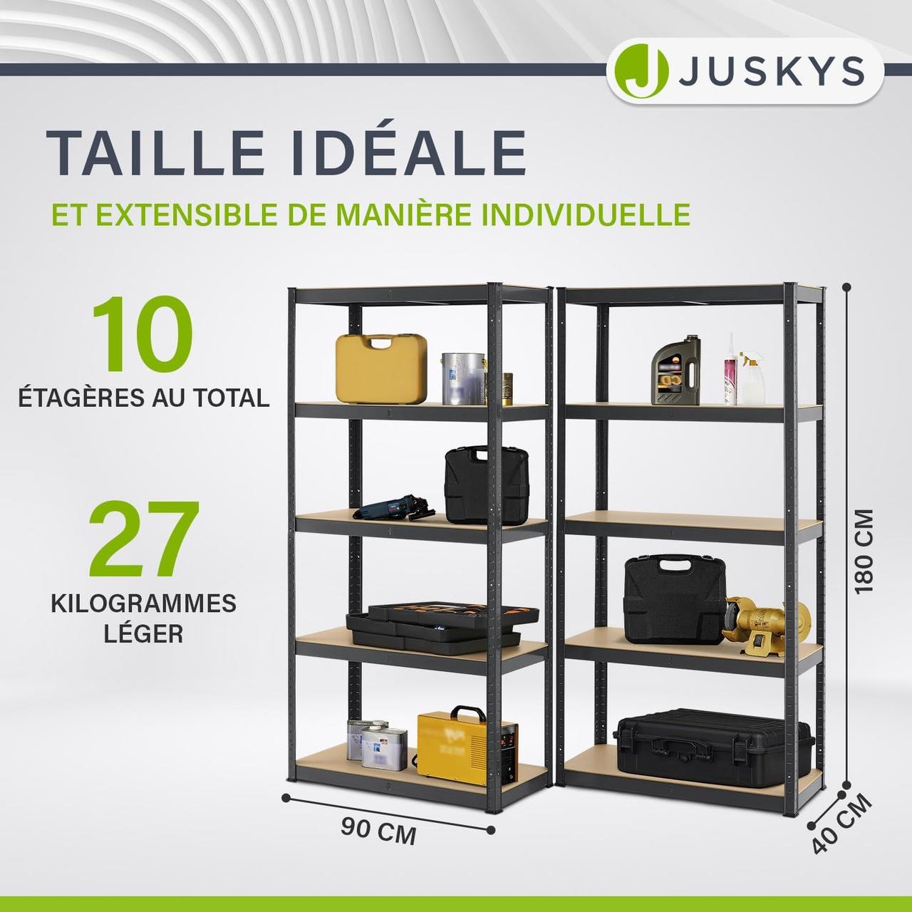 Étagères de Cave Juskys - Stockage Lourd 1750 kg - Lot de 2