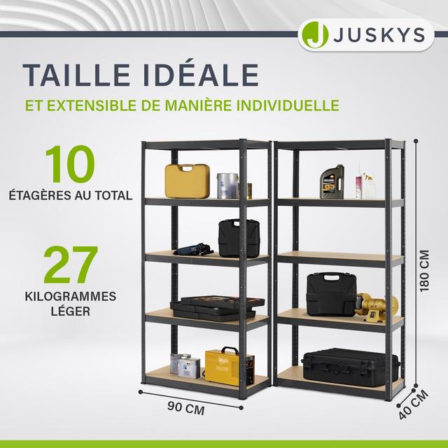 Étagères de Cave Juskys - Stockage Lourd 1750 kg - Lot de 2