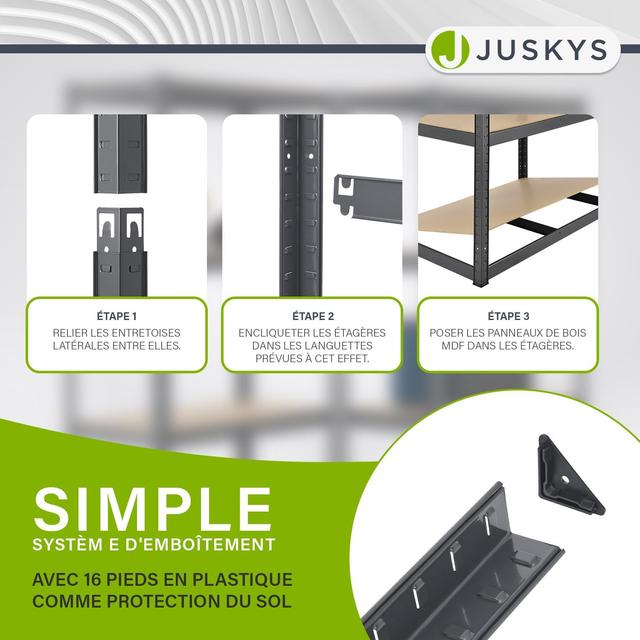 Étagères de Cave Juskys - Stockage Lourd 1750 kg - Lot de 2