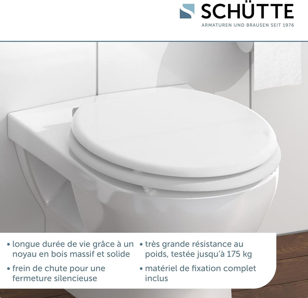 Abattant WC Schütte avec Frein de Chute - Blanc
