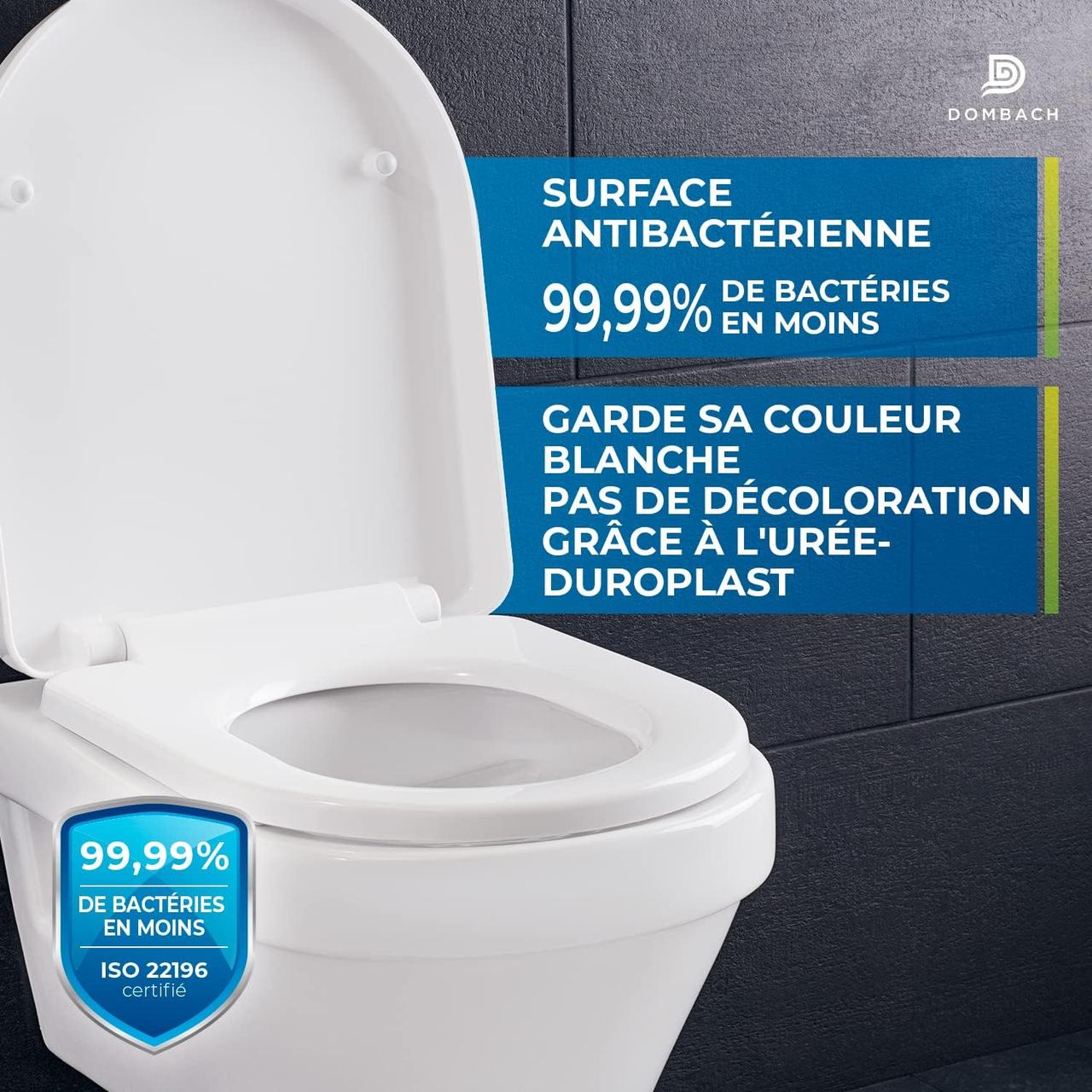 Abattant WC SoftClose Blanc - Forme D - DOMBACH