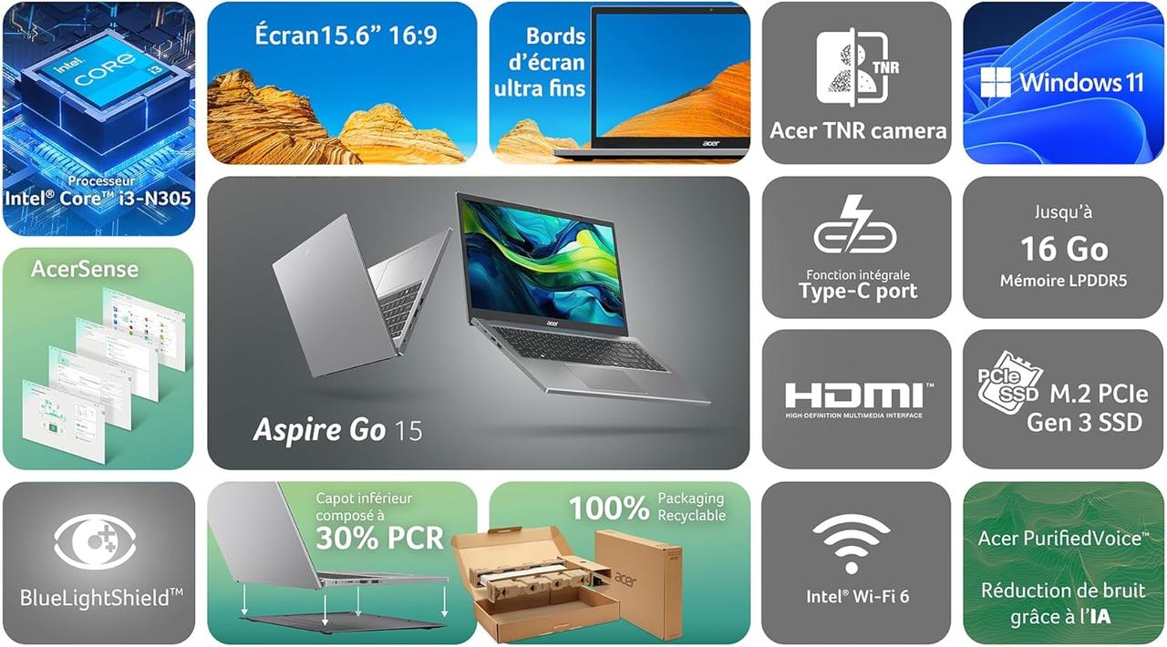 Acer Aspire Go 15 - PC Portable Performant et Léger