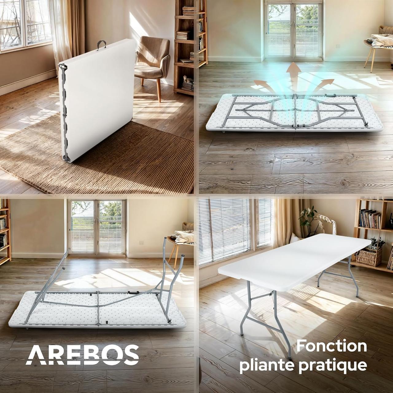 Table de Buffet Pliante AREBOS - 182x74x74cm