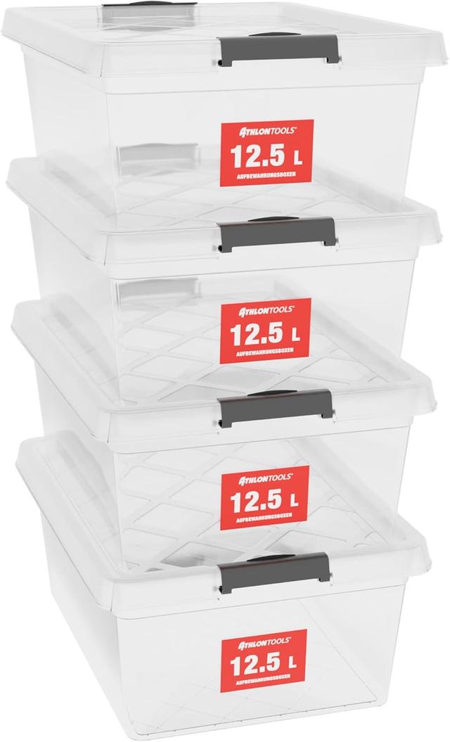 Boîtes de Rangement Empilables 12,5L - Lot de 4