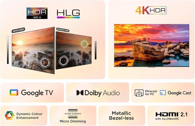 TCL 50V6B 50 Pouces 4K Ultra HD, HDR TV, Smart TV Powered by Google TV