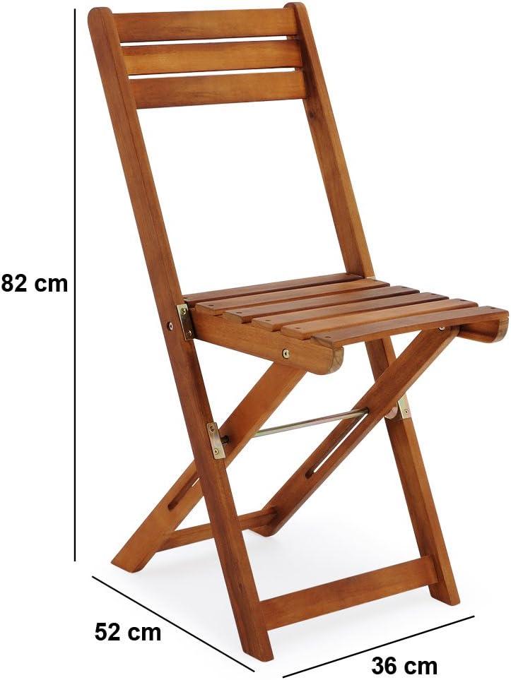 Ensemble Jardin Acacia Casaria - Table et 2 Chaises Pliables