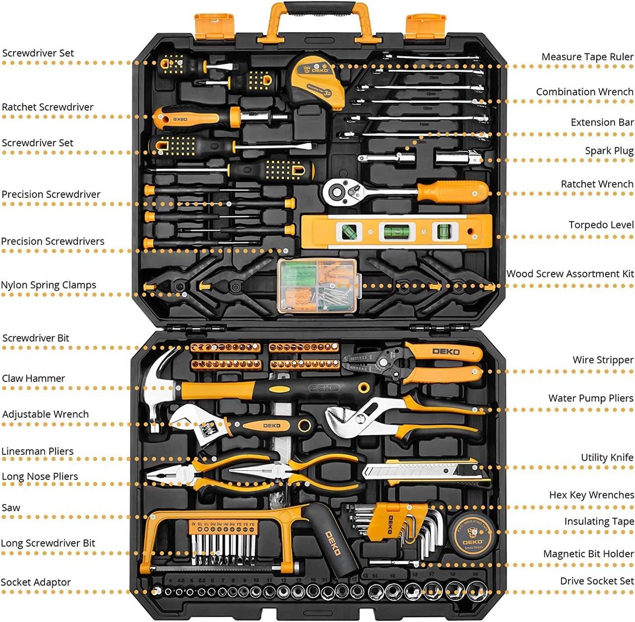 Coffret Outils DEKO 228 Pièces - Boîte à Outils Complète