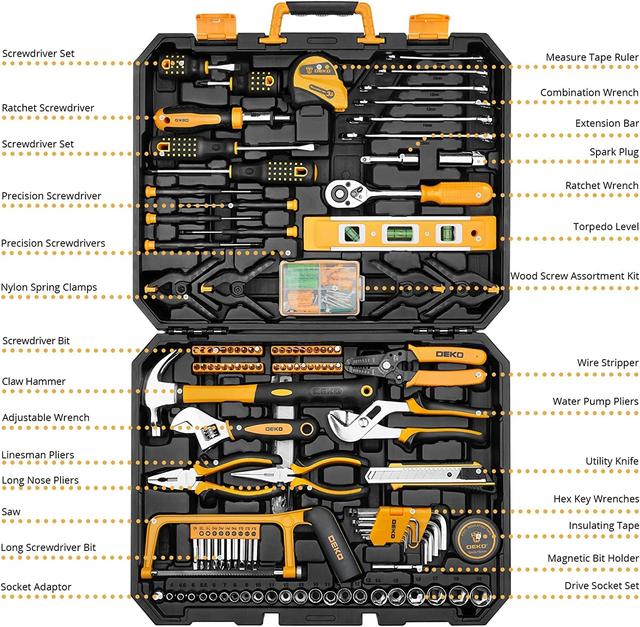 Coffret Outils DEKO 228 Pièces - Boîte à Outils Complète