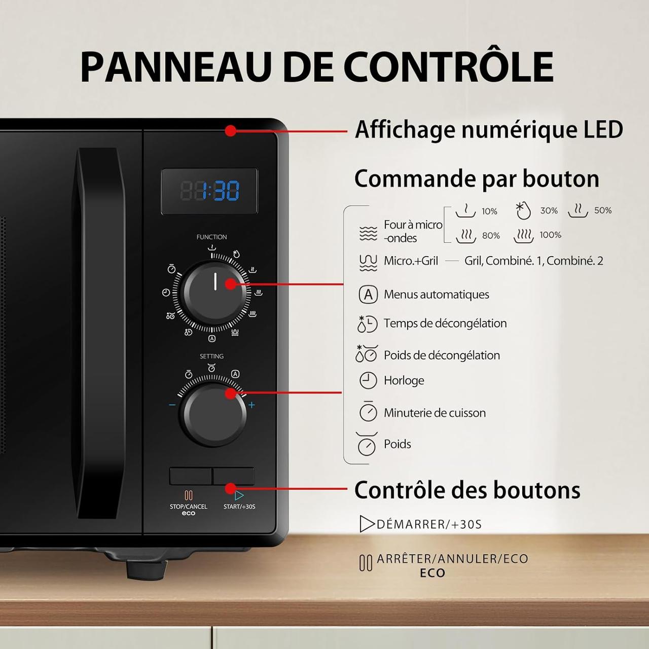Four Micro-ondes Toshiba 900W - Grill 1050W - 23L