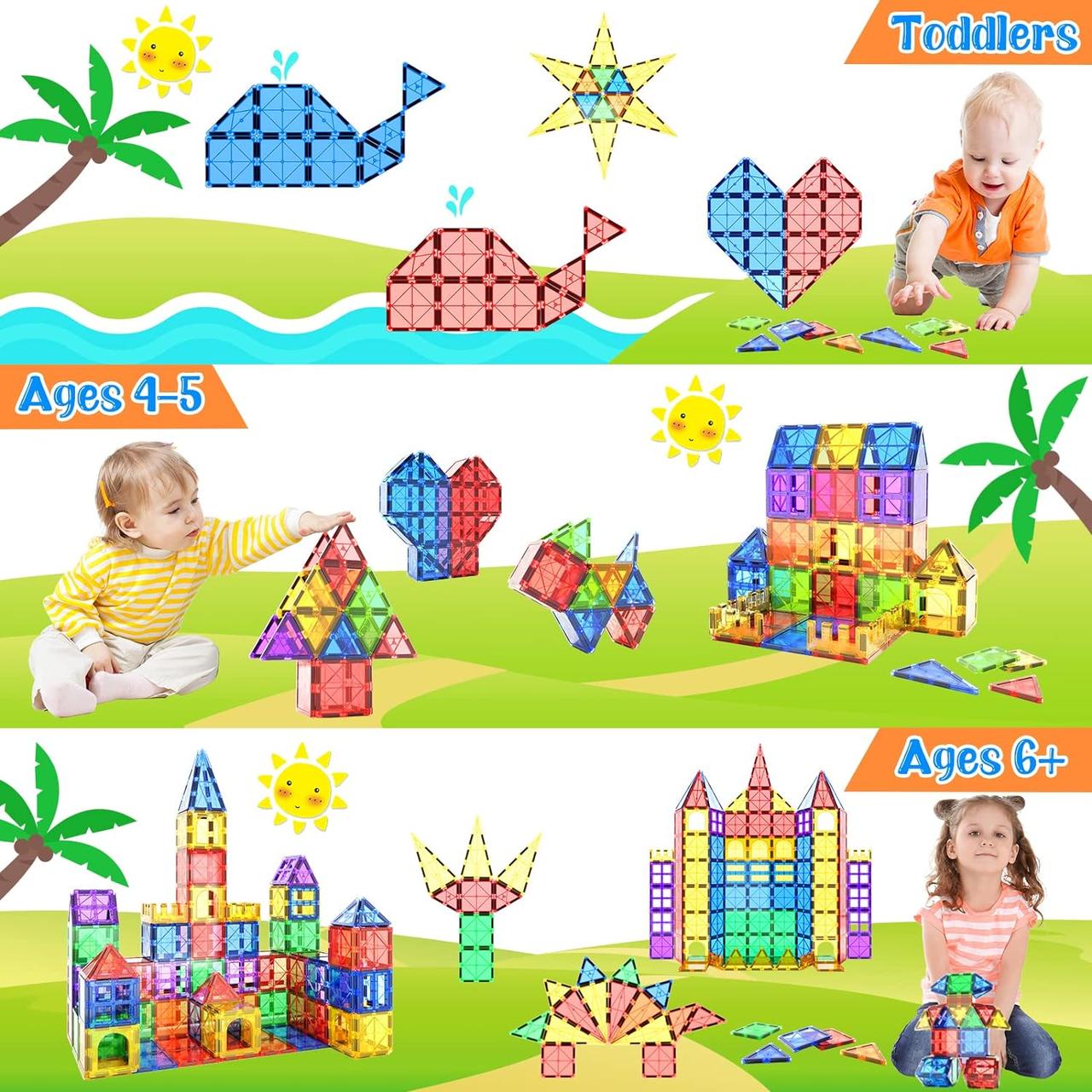Tuiles Magnétiques Enfants - Blocs Construction Montessori