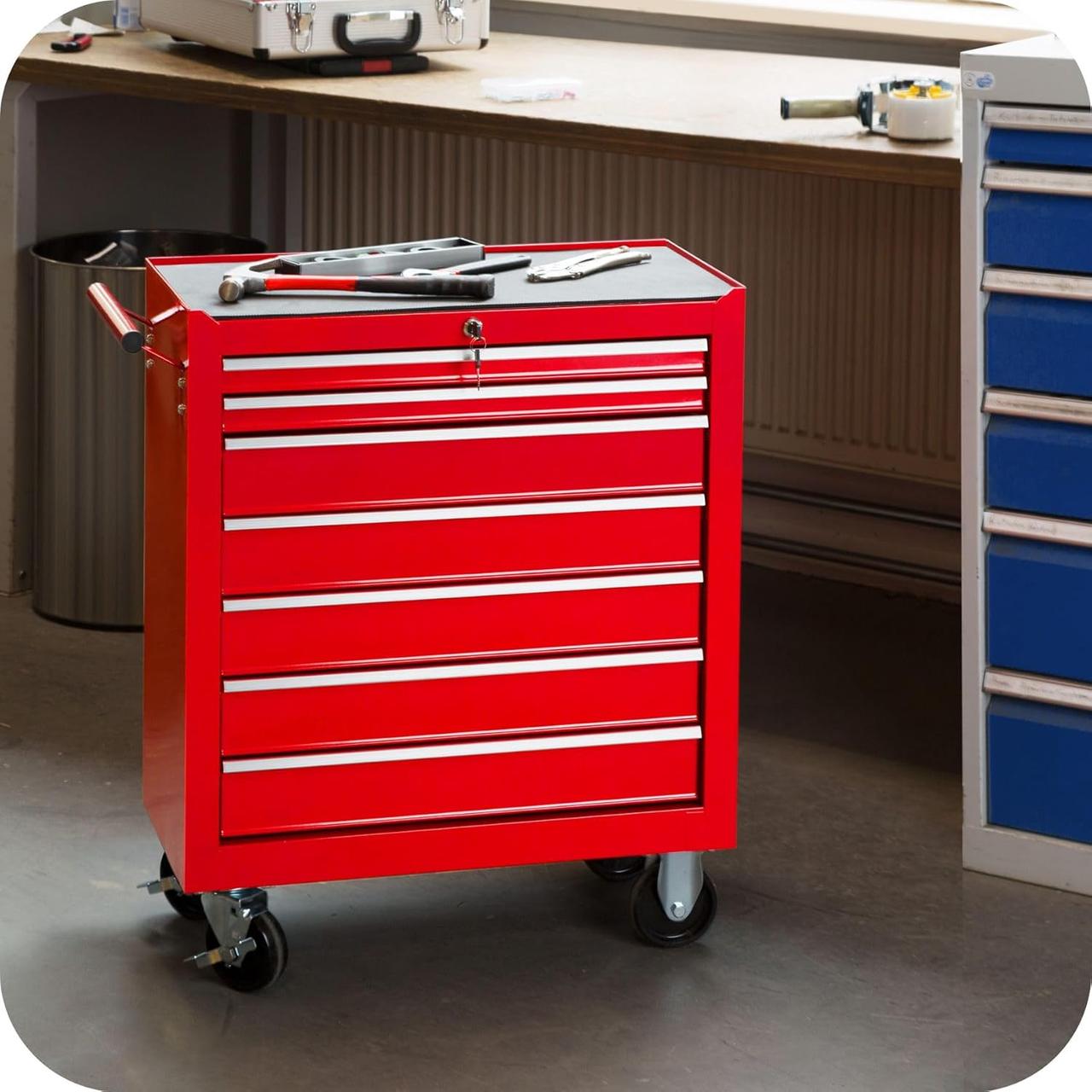 TecTake Chariot d'Atelier - 7 Tiroirs